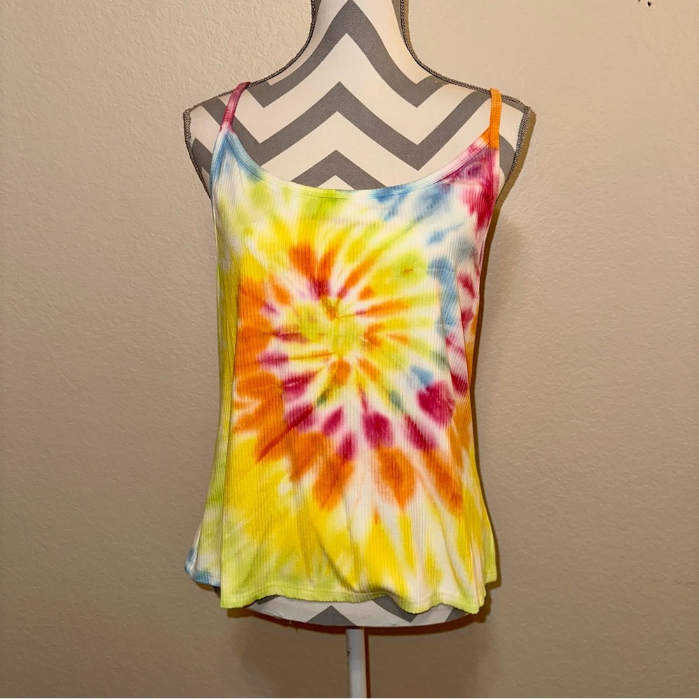 NWT Juicy Couture Tie Dye Swirl Multicolor Sleeveless Ribbed Plus Tank Top